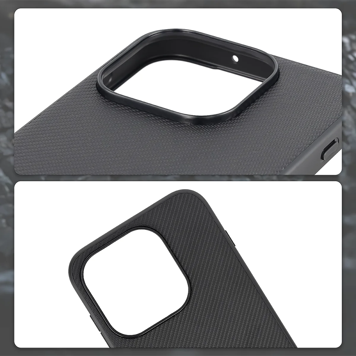 Megemelt kamera szélek és kivágás a kamerához a Bizon Case CarbO tokban OnePlus 15-höz
