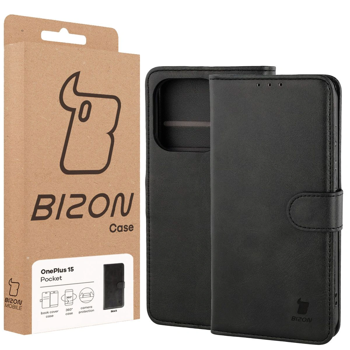 Vorderseite der Bizon Case Box mit dediziertem Etikett für OnePlus 15