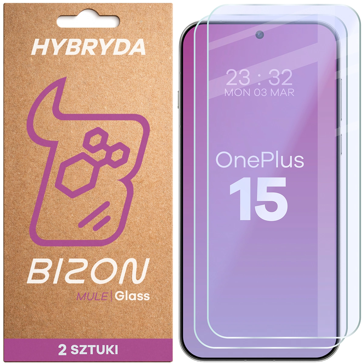 Elastyczne szkło hybrydowe Bizon Glass Mule Duo do OnePlus 15, 2 sztuki