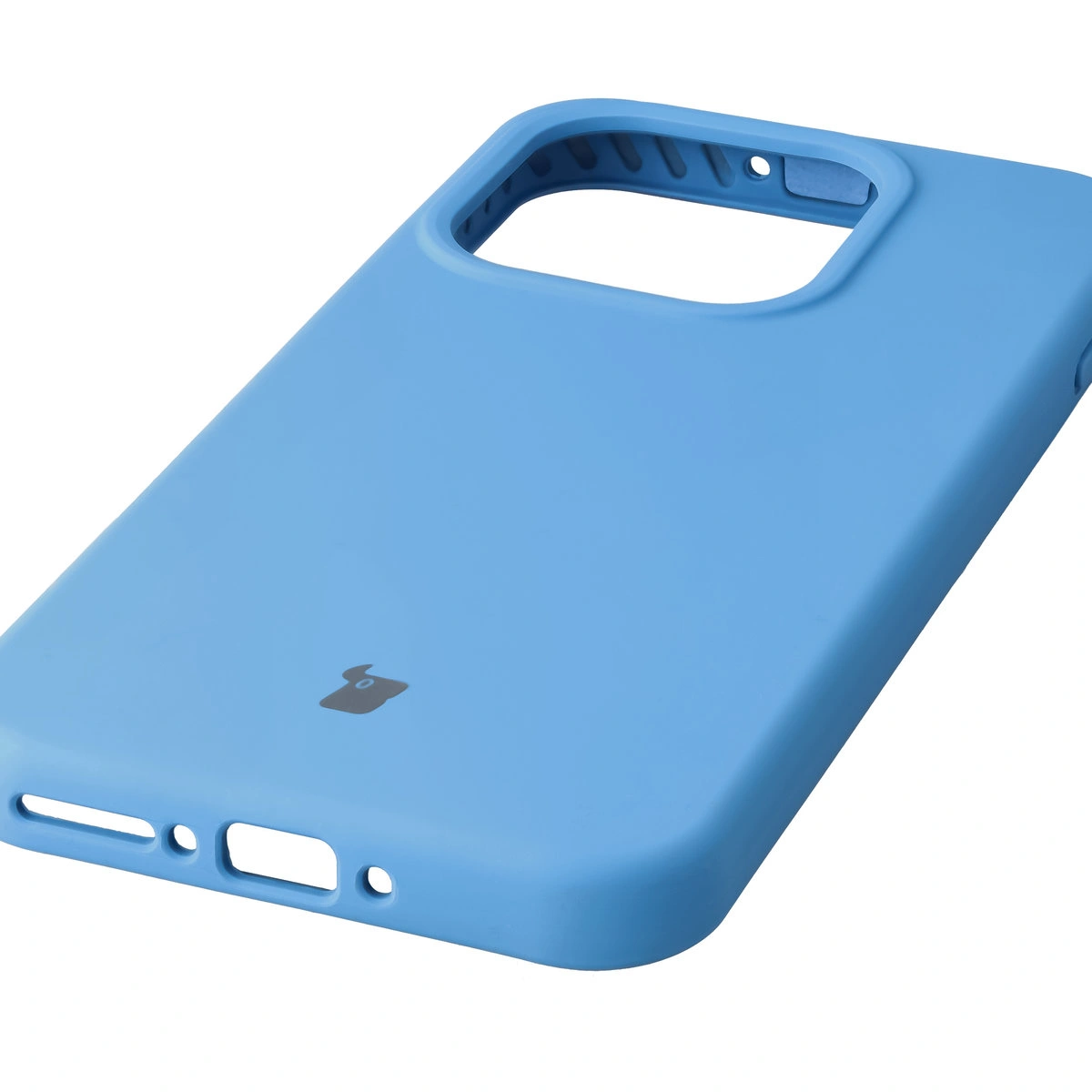 Close-up of precise cutouts and wireless charging capability in the Bison Soft Case for OnePlus 15