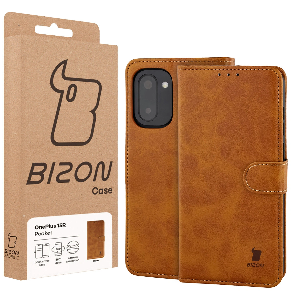Vorderseite der Bison Case Box mit dediziertem Etikett für OnePlus 15R