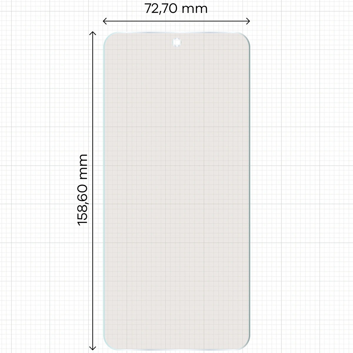 Miarka z wymiarami folii matowej Bizon Glass Film Sun do OnePlus 15R