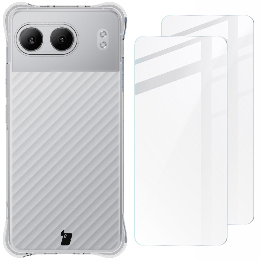 Bizon Case Salpa + gehärtetes Glas Bizon Glass Clear 2 - 2 Stück, OnePlus Nord 4