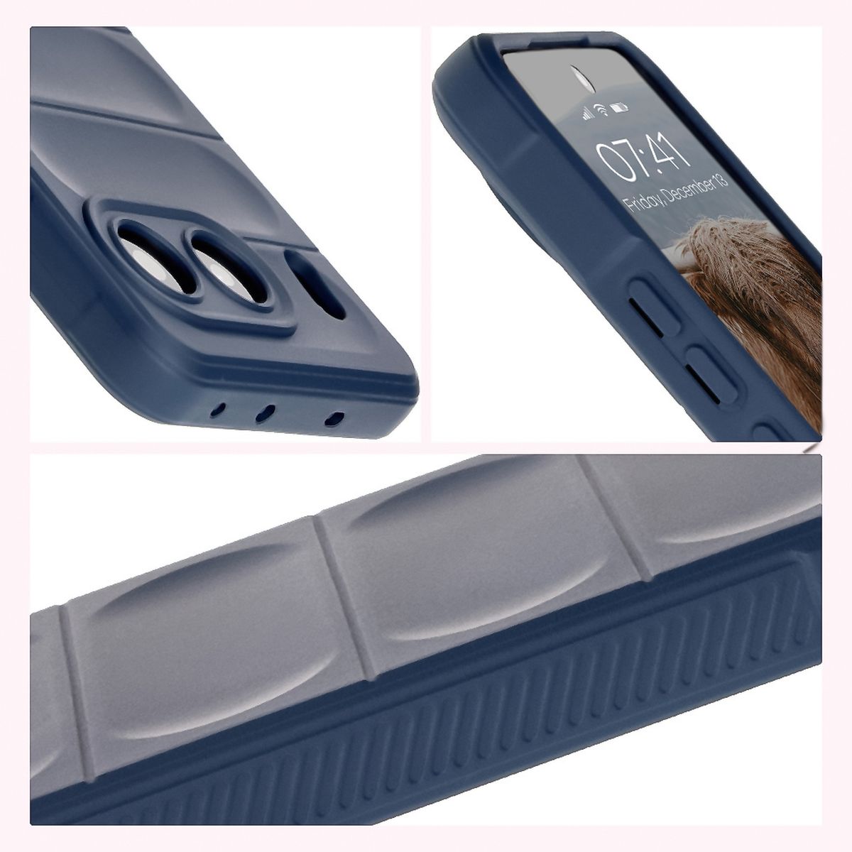 Strukturierte Seiten und erhöhte Kanten für Bildschirm und Kamera im Etui Bizon Case Tur