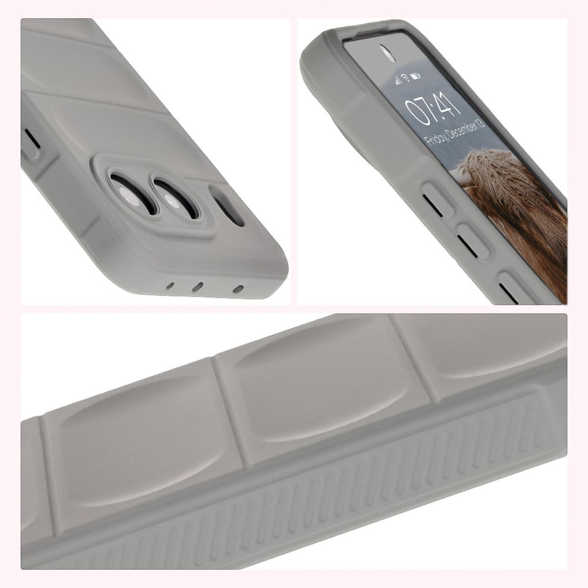 Strukturierte Seiten und erhöhte Kanten für Bildschirm und Kamera im Etui Bizon Case Tur