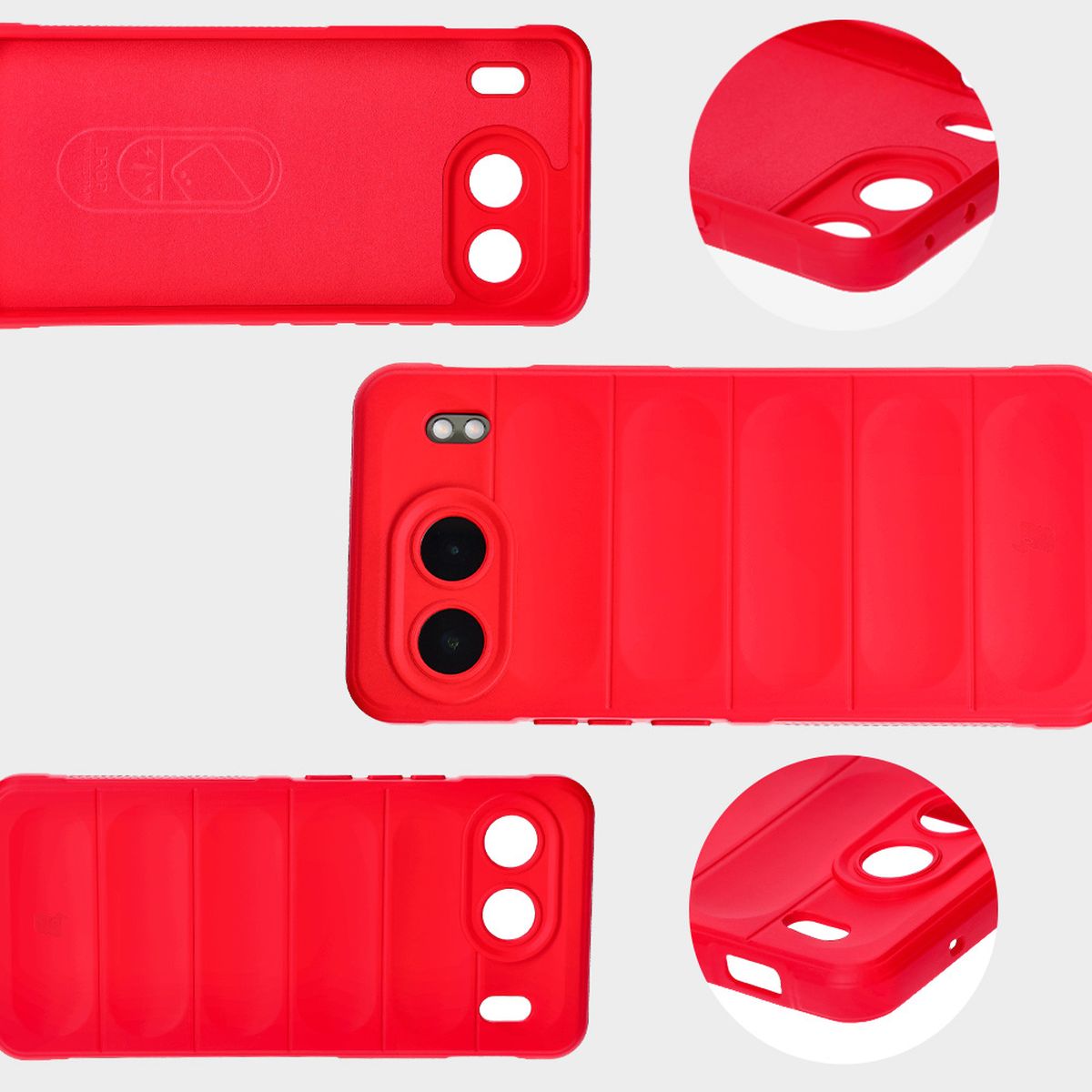 Mikrofaser-Futter, Vertiefungen auf der Rückseite und verstärkte Ecken im Bizon Case Tur Etui