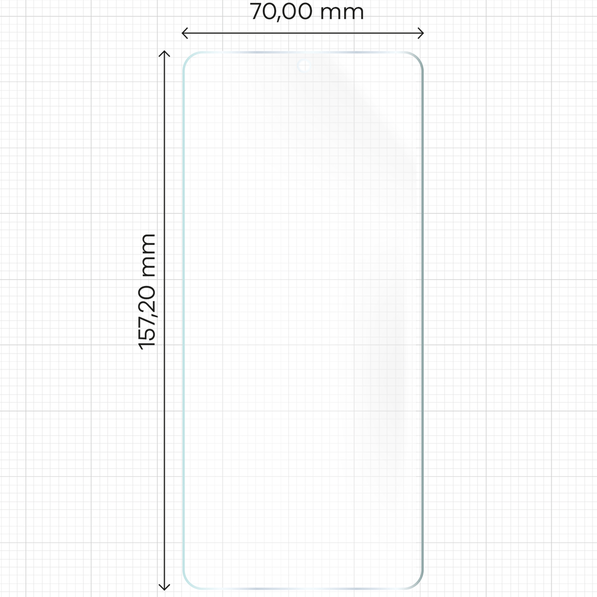 Miarka z wymiarami folii matowej Bizon Glass Hydrogel Sun