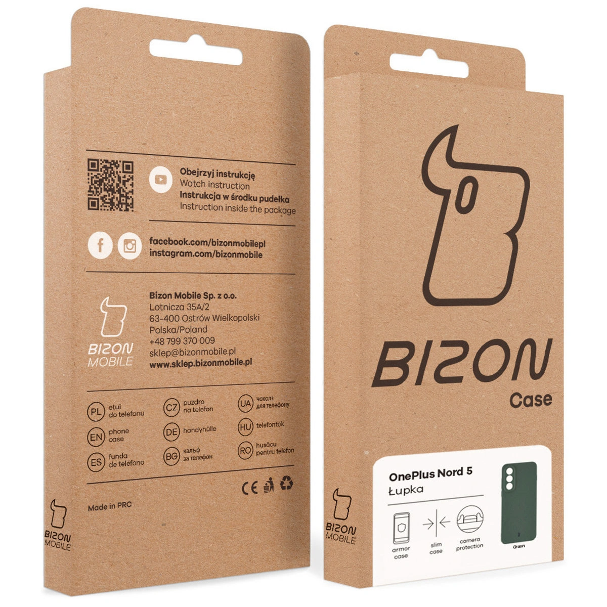 Kraft box of Bizon Case with a dedicated label for OnePlus Nord 5