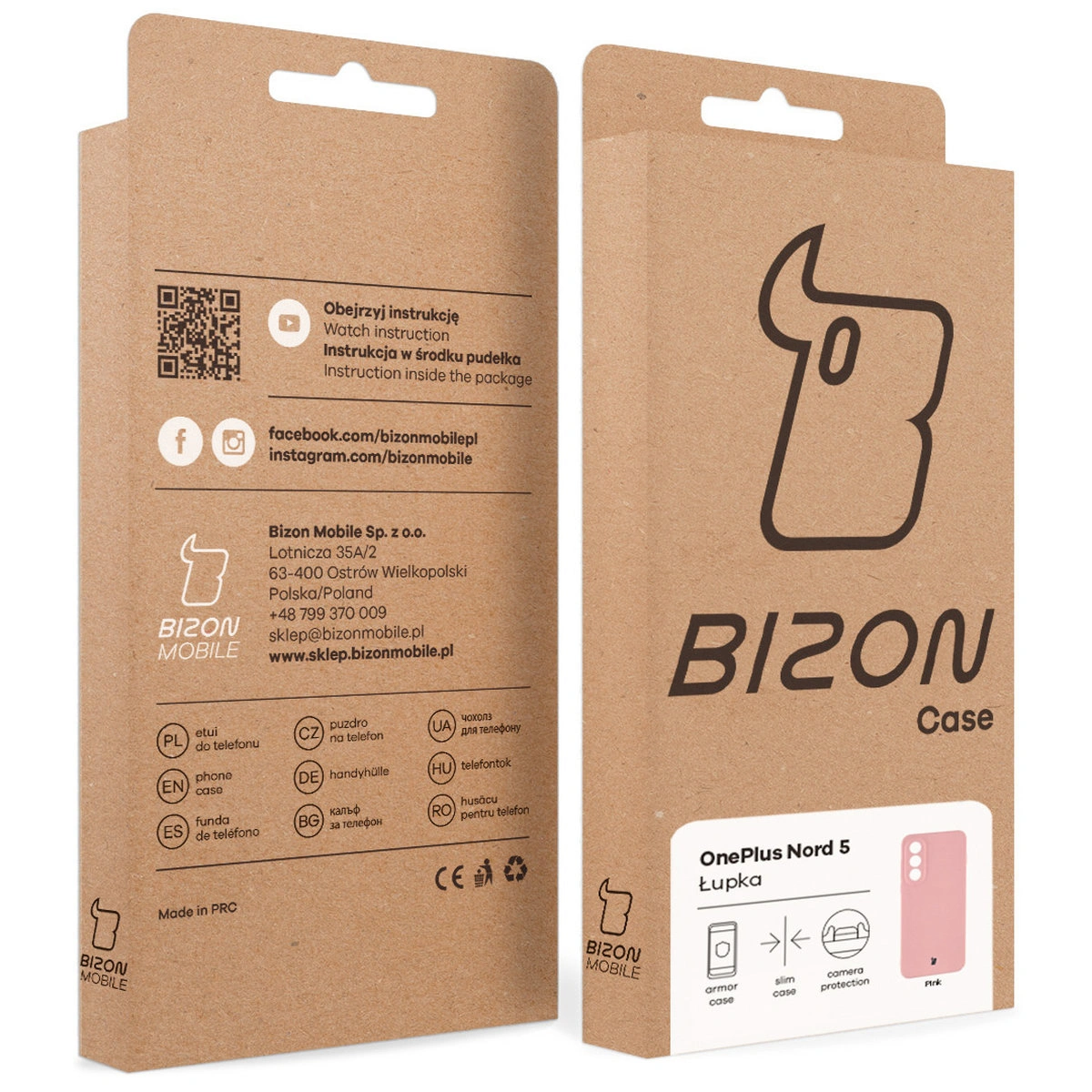 Kraft box of Bizon Case with a dedicated label for OnePlus Nord 5