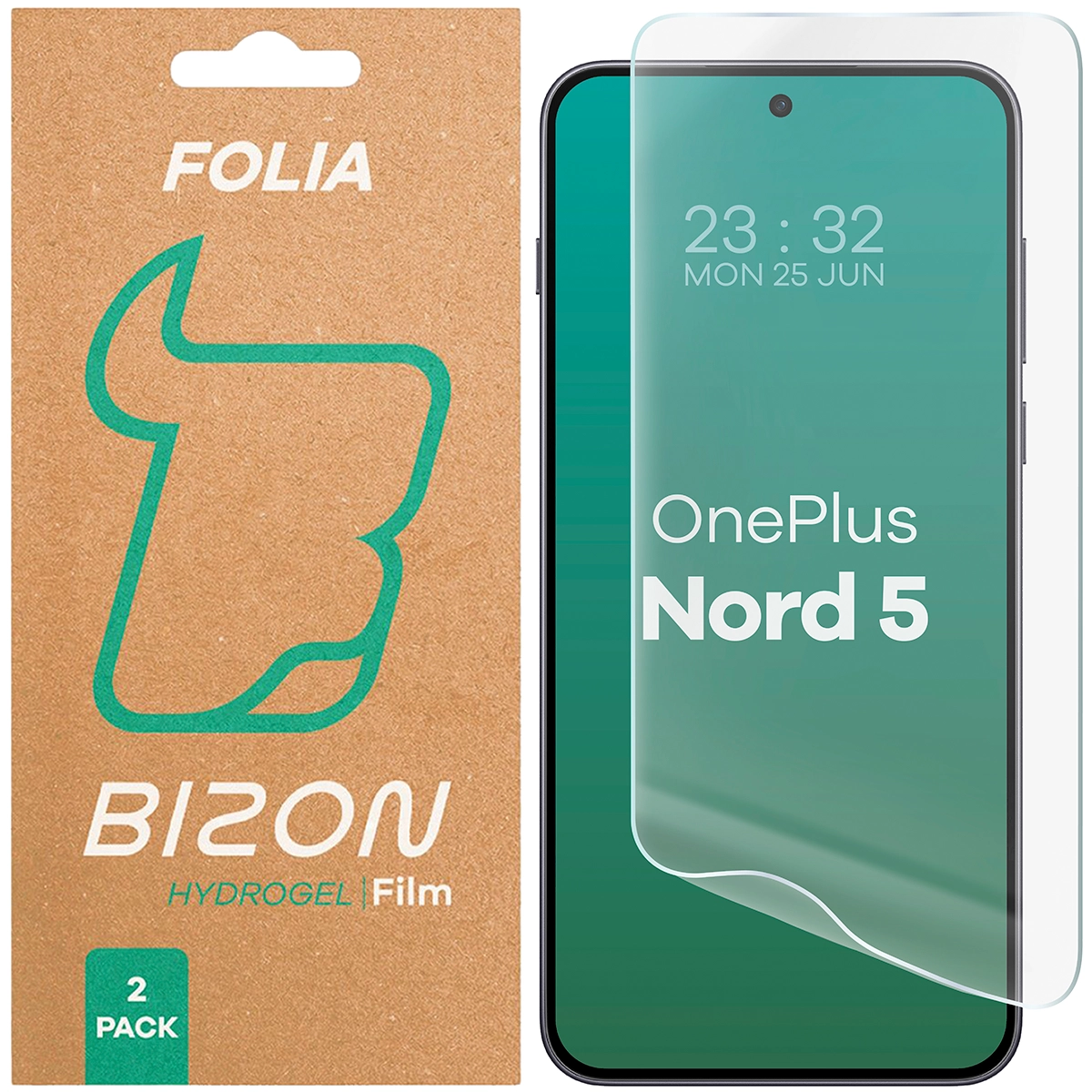Pudełko i folia hydrożelowa na ekran Bizon Glass Hydrogel Front do OnePlus Nord 5