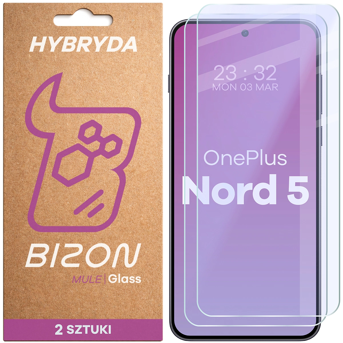 Elastyczne szkło hybrydowe Bizon Glass Mule Duo do OnePlus Nord 5, 2 sztuki