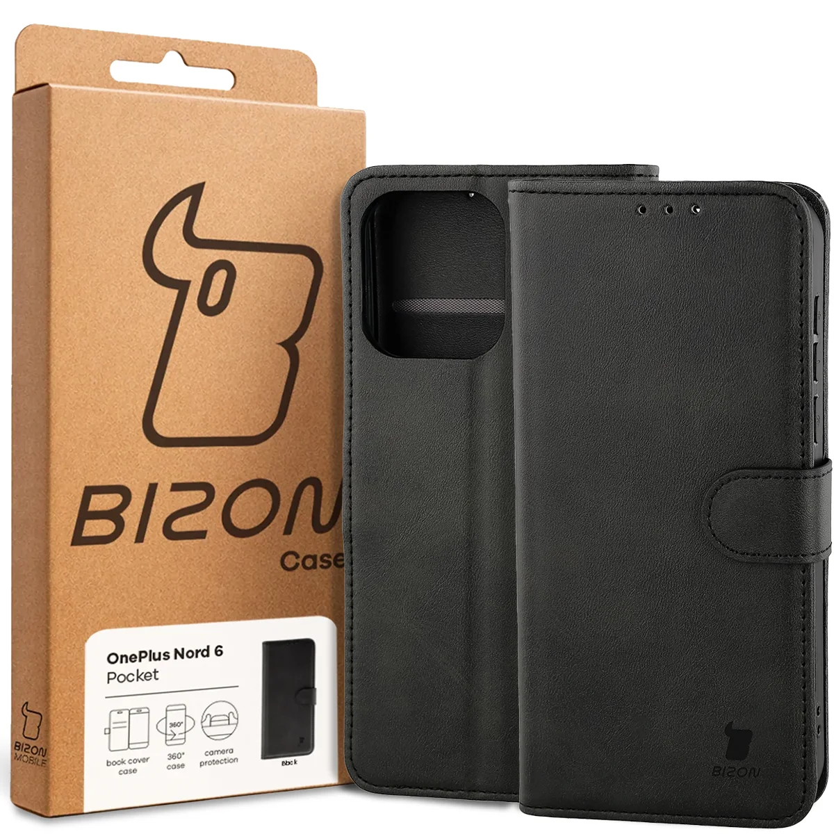 Front of the Bison Case box with a dedicated label for OnePlus Nord 6