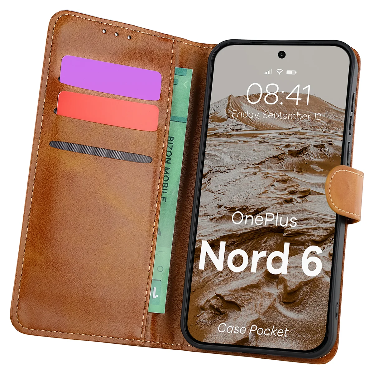 Flip case with card slots Bison Case Pocket for OnePlus Nord 6