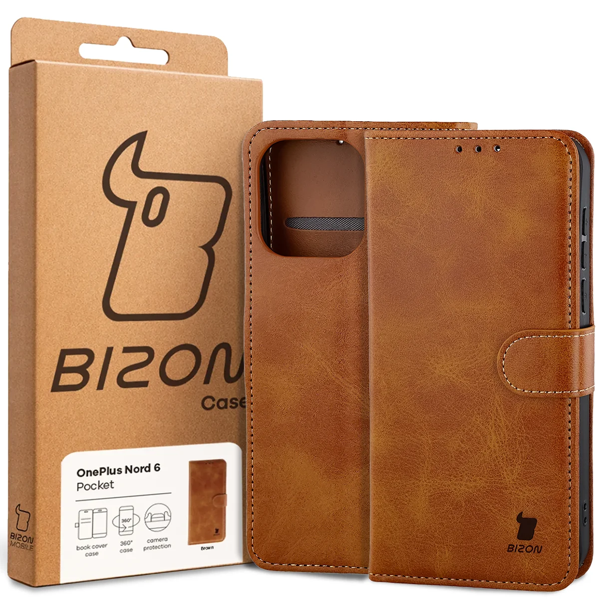 Front of the Bison Case box with a dedicated label for OnePlus Nord 6