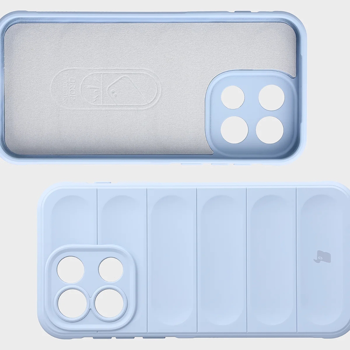 Mikrofaser-Futter, Vertiefungen auf der Rückseite und verstärkte Ecken im Bizon Case Tur für OnePlus Nord 6