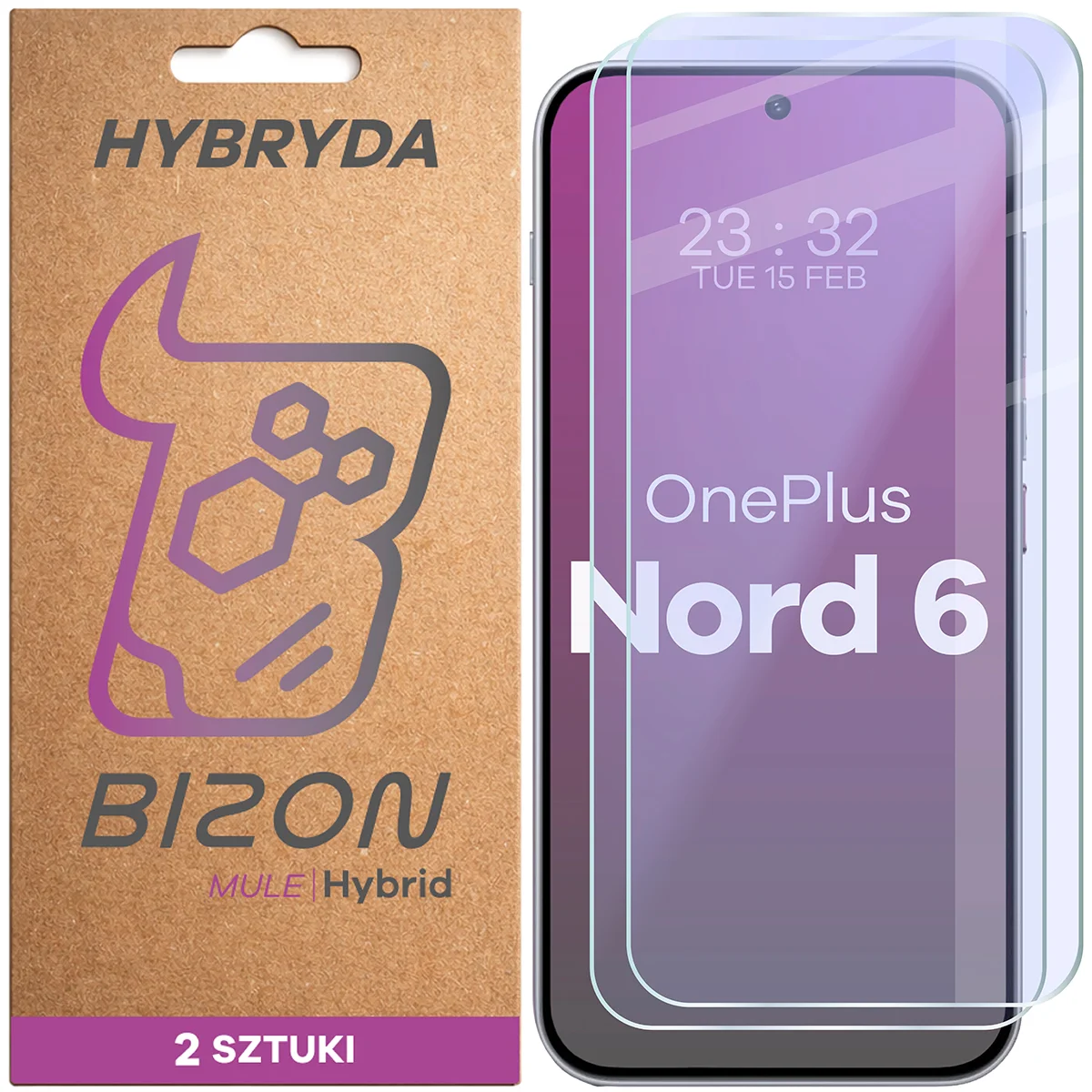 Rugalmas hibrid üveg Bizon Hybrid Mule Duo OnePlus Nord 6-hoz, 2 darab