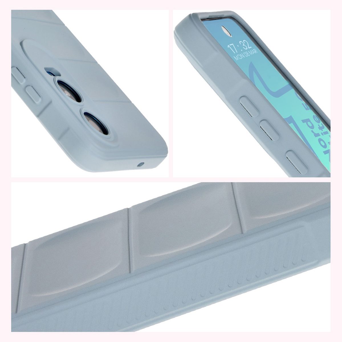 Textured sides and raised edges of the screen and camera in Bizon Case Tur