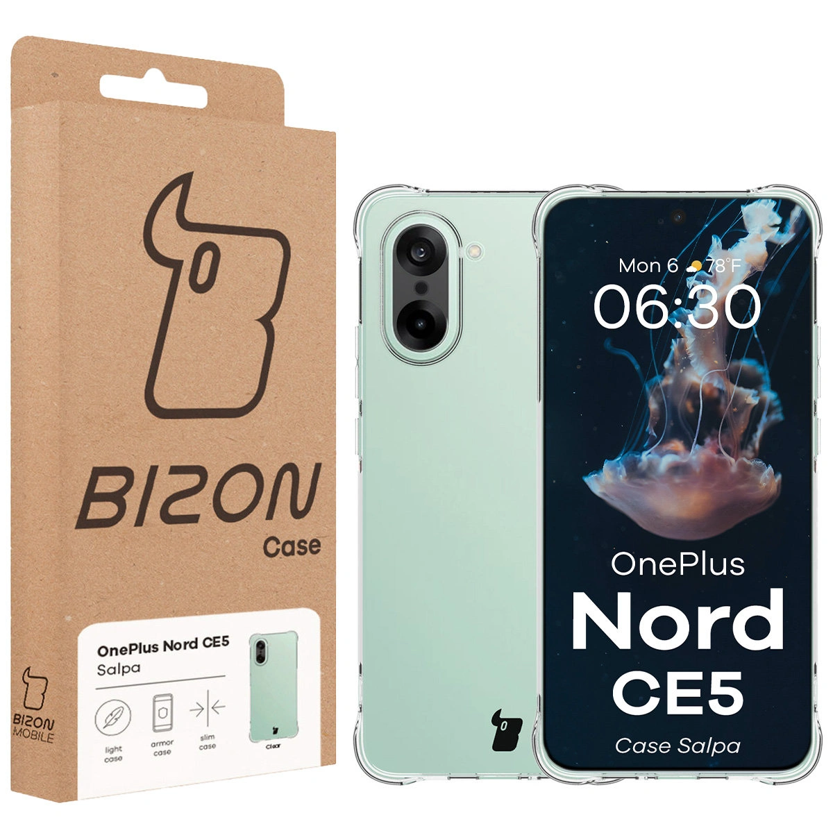 Front of the Bison Case box with a dedicated label for OnePlus Nord CE5 5G