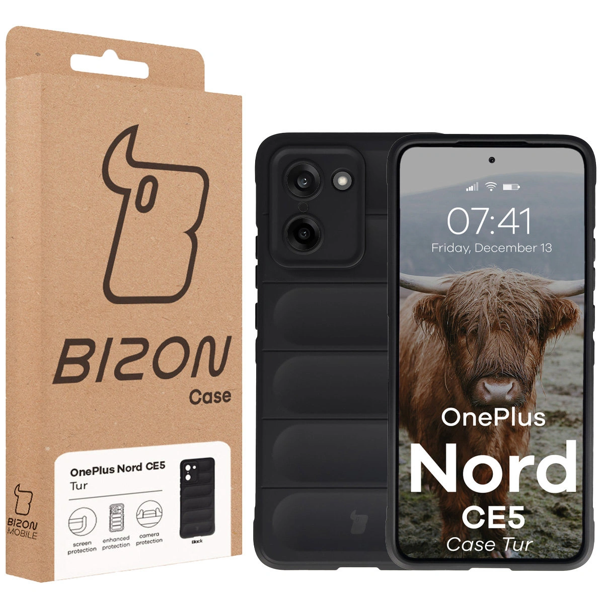 Front of the Bison Case box with a dedicated label for OnePlus Nord CE5 5G