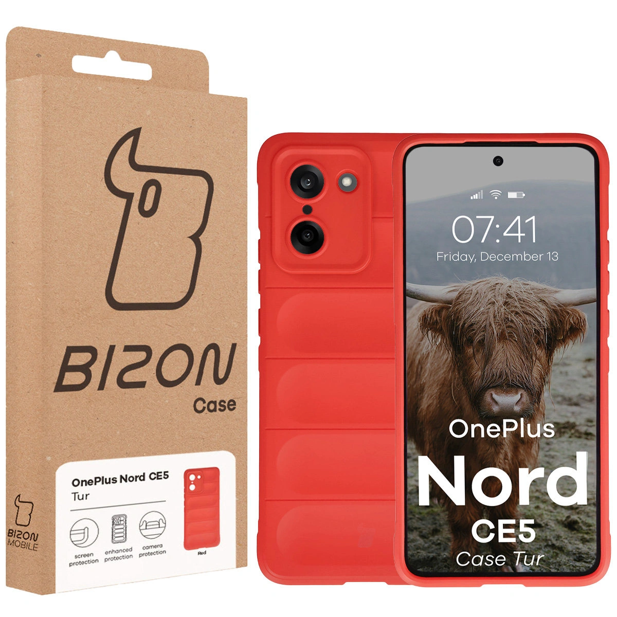 Front of the Bizon Case box with a dedicated label for OnePlus Nord CE5 5G