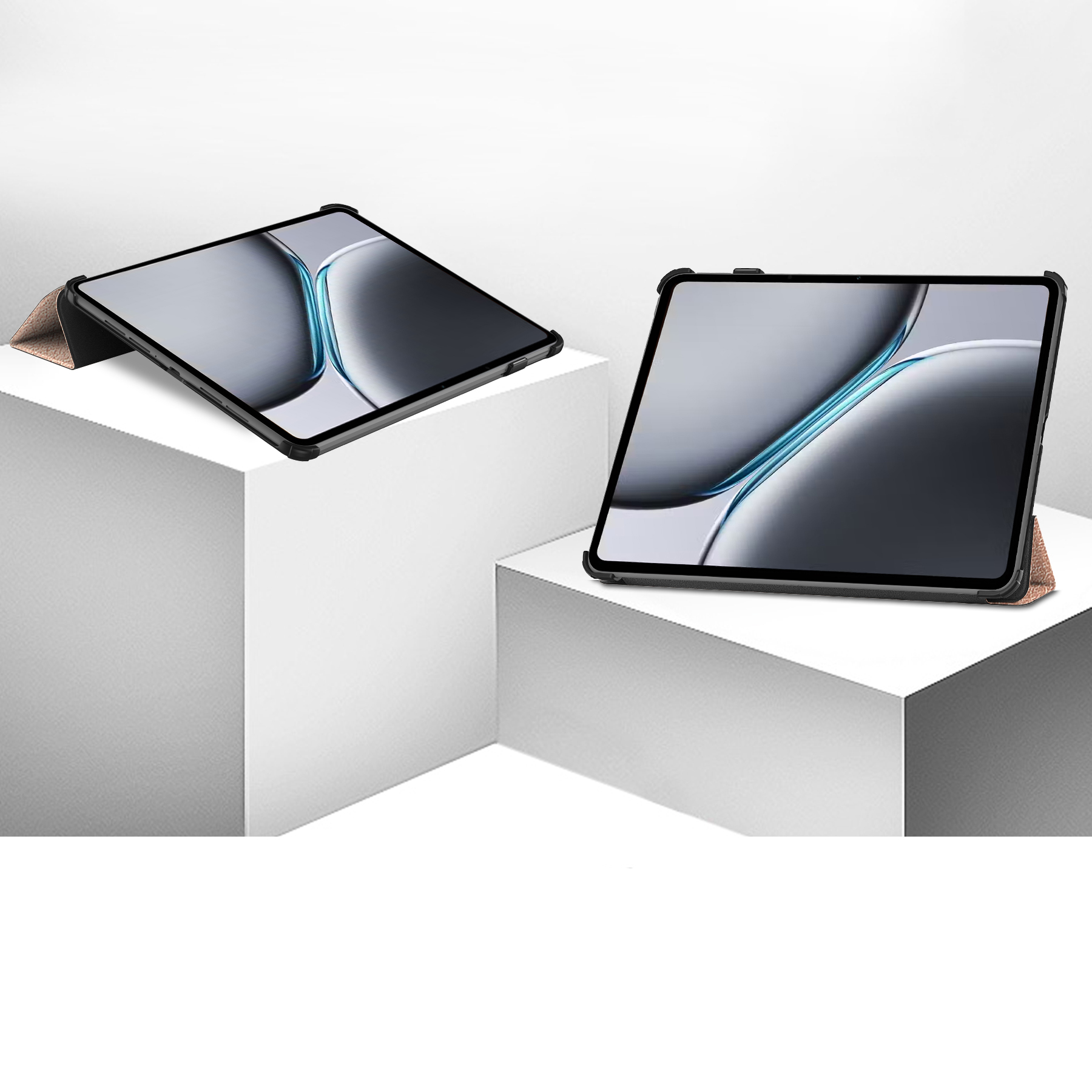 Bizon Case Tab Croc flap case on stands set at two angles