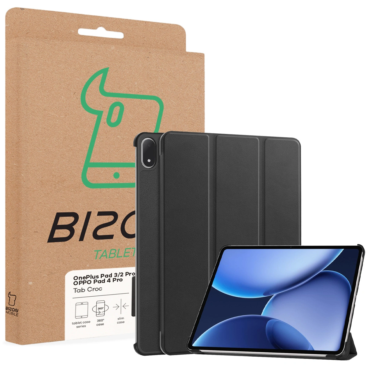 Przód pudełka Bizon Case z dedykowaną etykietą do OnePlus Pad 3 / OnePlus Pad 2 Pro / OPPO Pad 4 / OPPO Pad 4 Pro