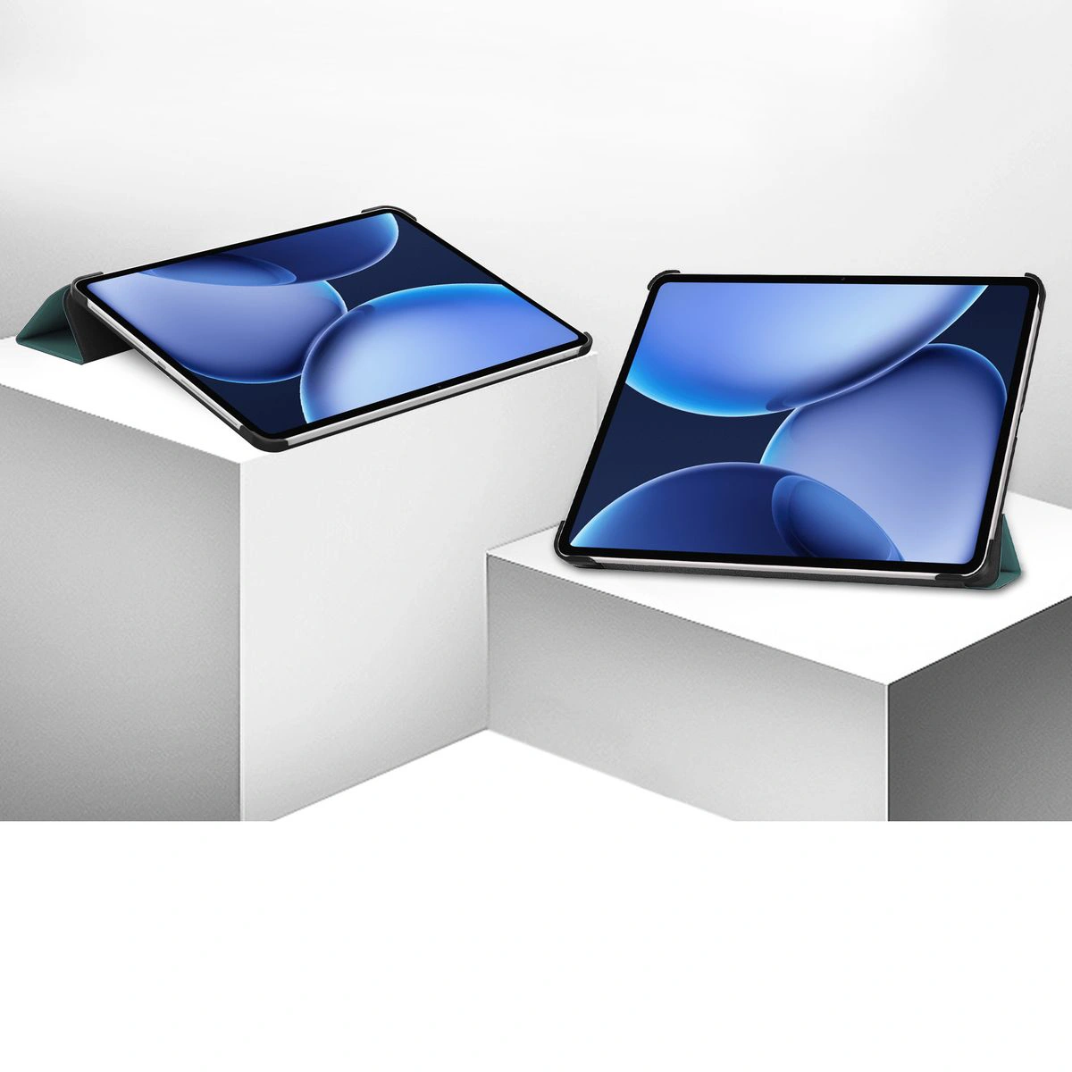 Etui z klapką Bizon Case Tab Croc na podstawkach ustawione pod dwoma kątami do OnePlus Pad 3 / OnePlus Pad 2 Pro / OPPO Pad 4 / OPPO Pad 4 Pro