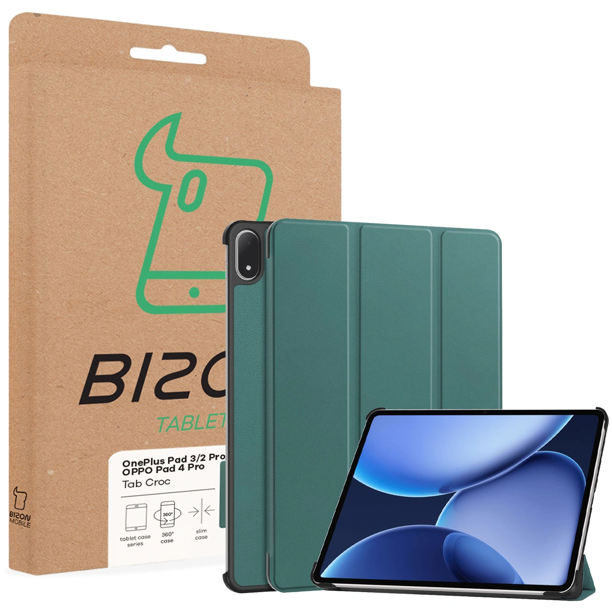 Przód pudełka Bizon Case z dedykowaną etykietą do OnePlus Pad 3 / OnePlus Pad 2 Pro / OPPO Pad 4 / OPPO Pad 4 Pro