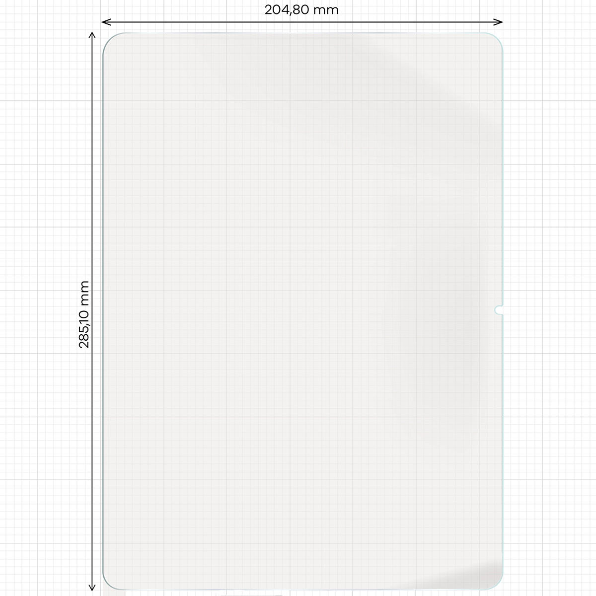 Wymiary folii hydrożelowej na ekran Bizon Film Tab Papirus do OnePlus Pad 3 / 2 Pro / Oppo Pad 4 / 4 Pro