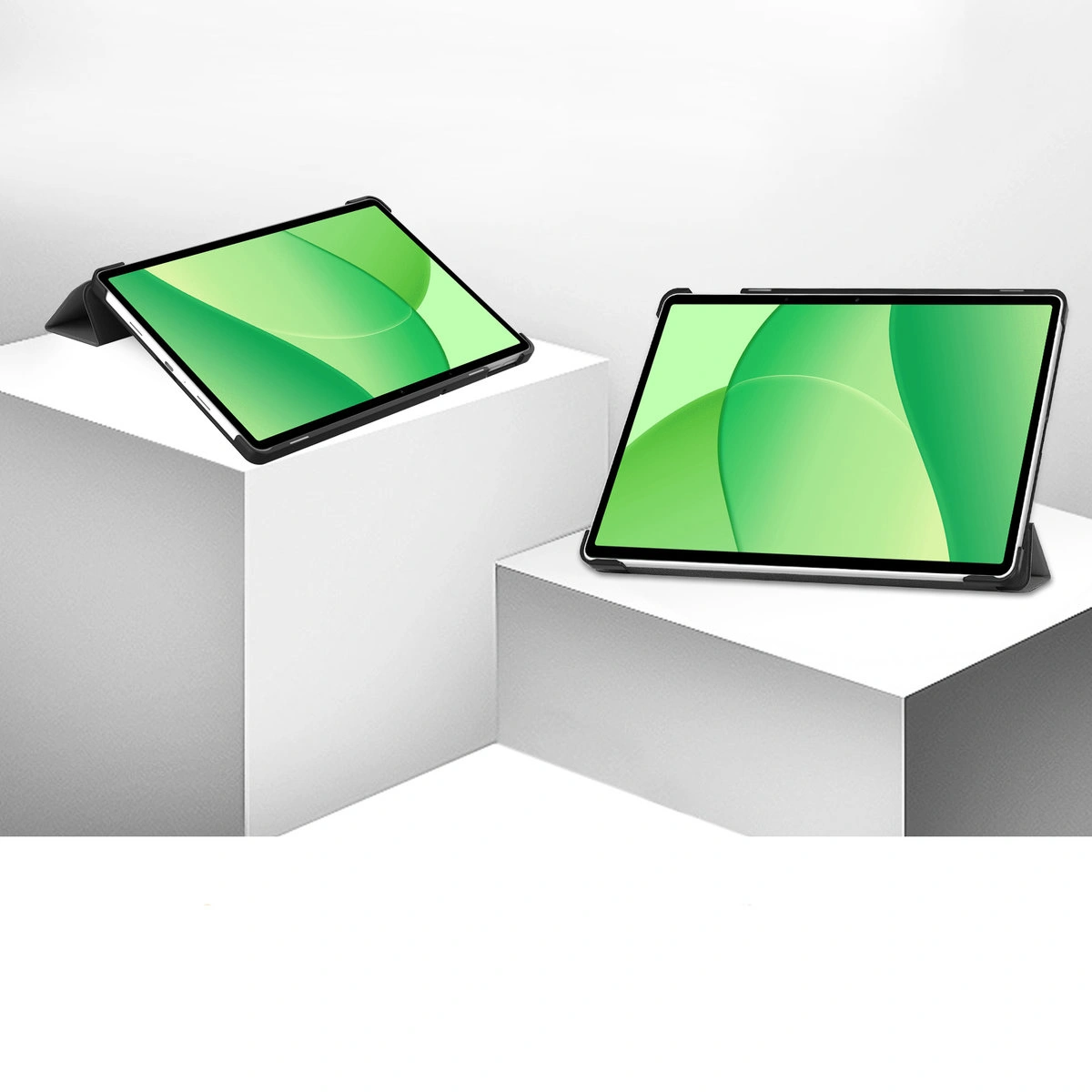 Etui z klapką Bizon Case Tab Croc na podstawkach ustawione pod dwoma kątami do OnePlus Pad Lite / Oppo Pad SE