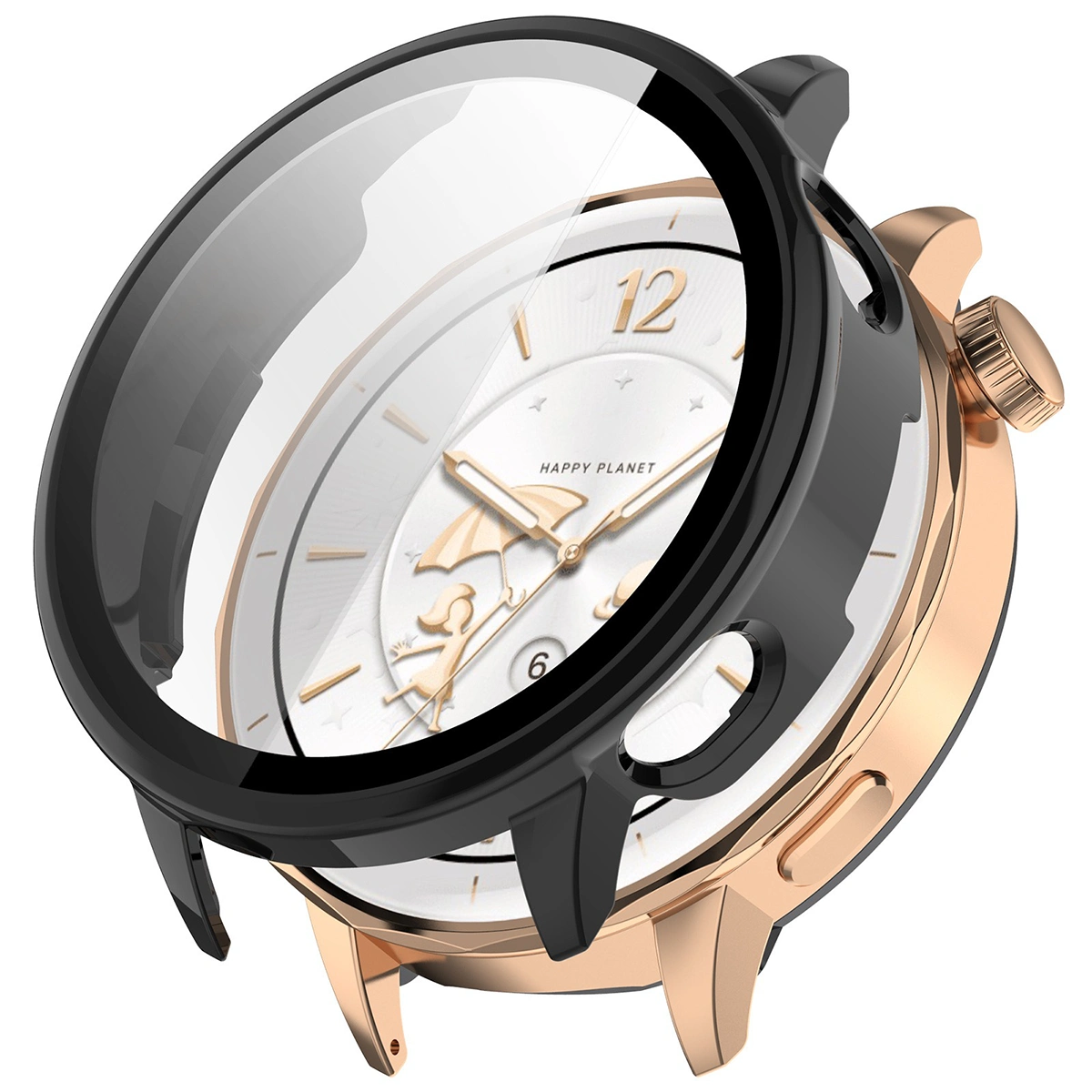 Wizualizacja nakładania etui Bizon Case+Glass Watch do OnePlus Watch 3 43 mm