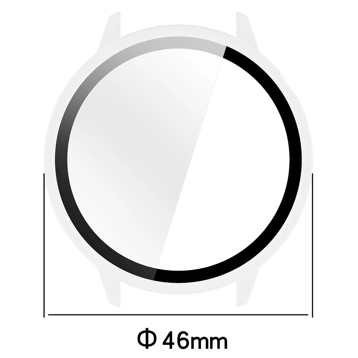 Dimensions of the Bizon Case+Glass Watch for OnePlus Watch 3 43 mm