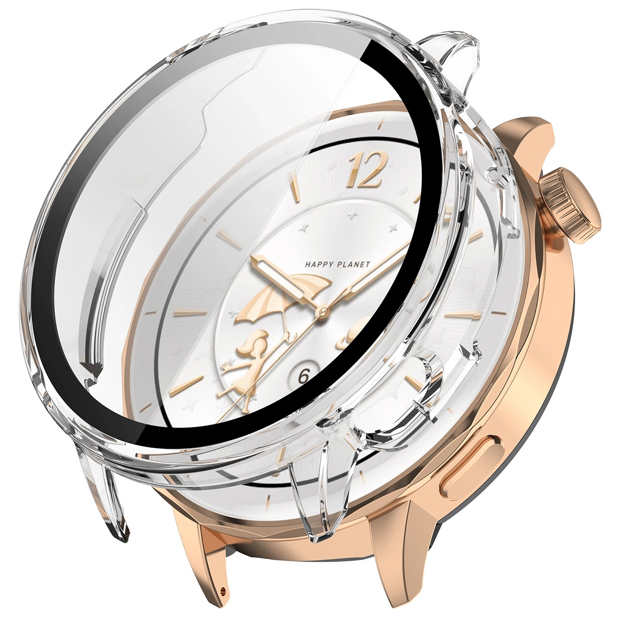 Visualization of applying the Bizon Case+Glass Watch to OnePlus Watch 3 43 mm