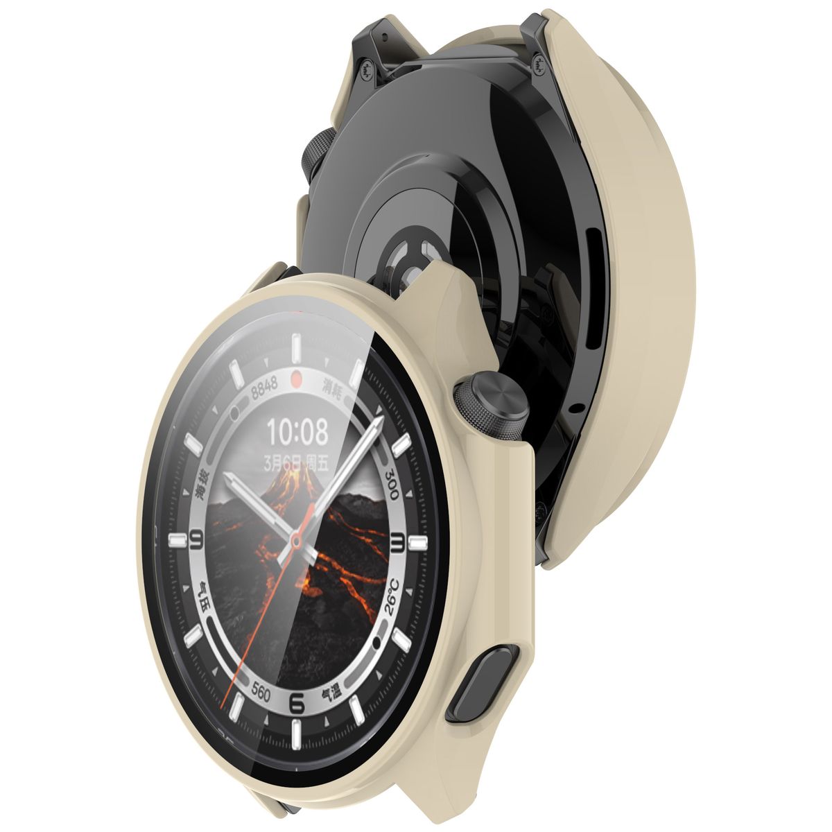 Bizon Case+Glass for OnePlus Watch 3 / Oppo Watch X2, beige