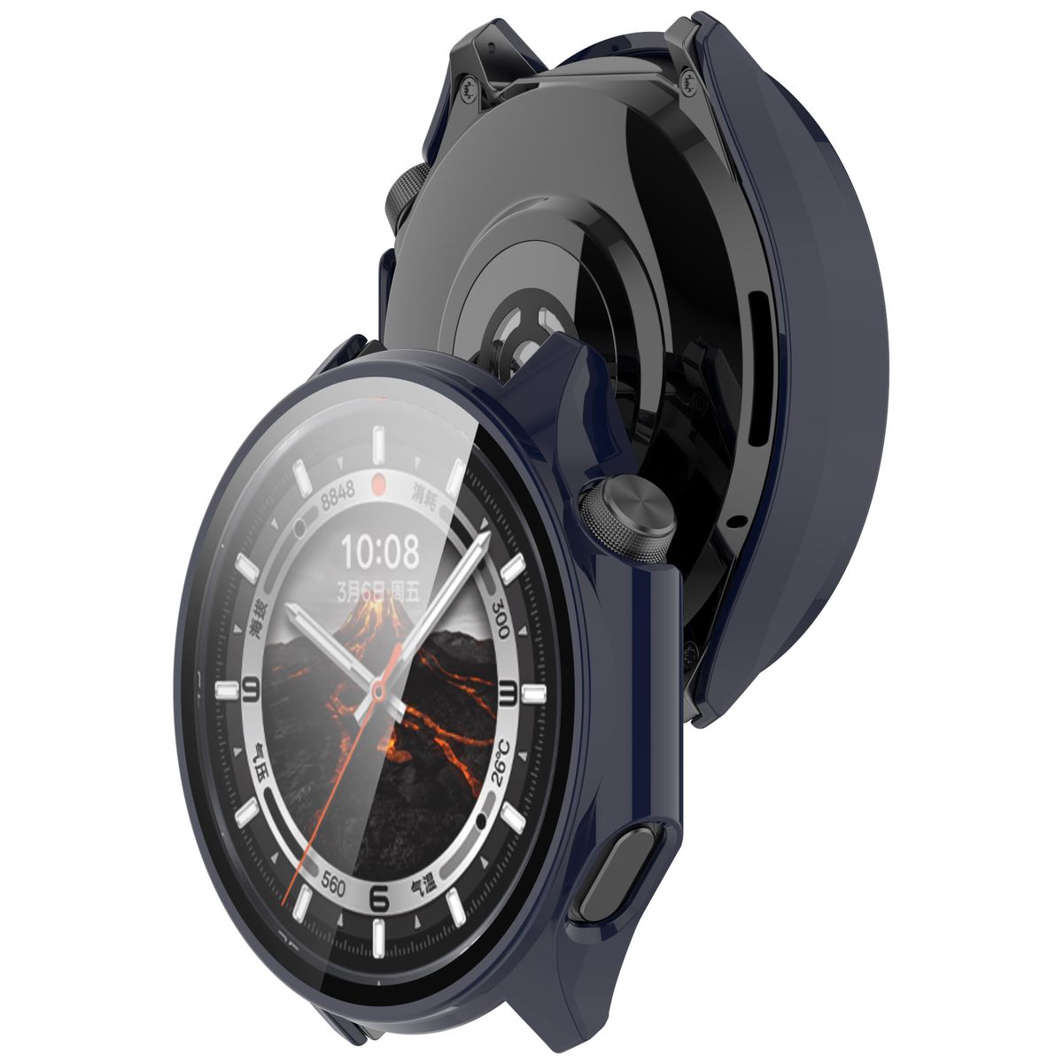 Etui ze szkłem do zegarka Bizon Case+Glass OnePlus Watch 3 / Oppo Watch X2, niebieskie