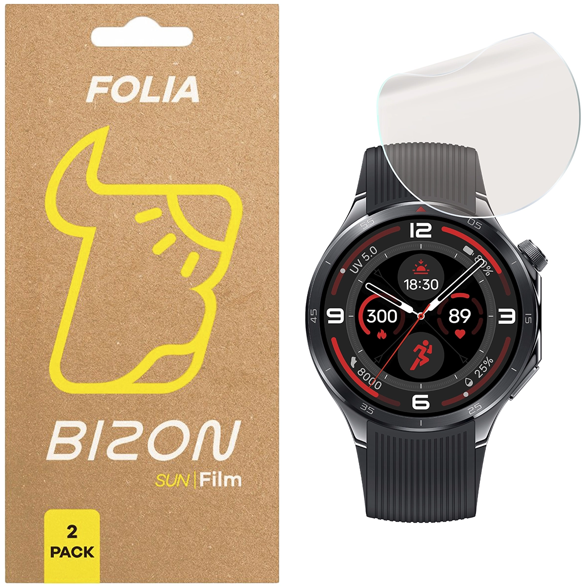 Folia matowa na ekran Bizon Glass Watch Film Sun do OnePlus Watch 3, 2 sztuki