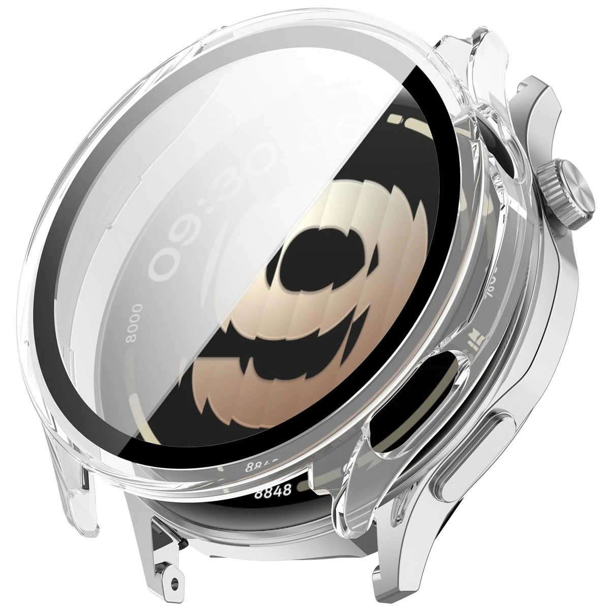 Wizualizacja nakładania etui Bizon Case Watch Adamo do OnePlus Watch Lite 45 mm / Oppo Watch S 45 mm