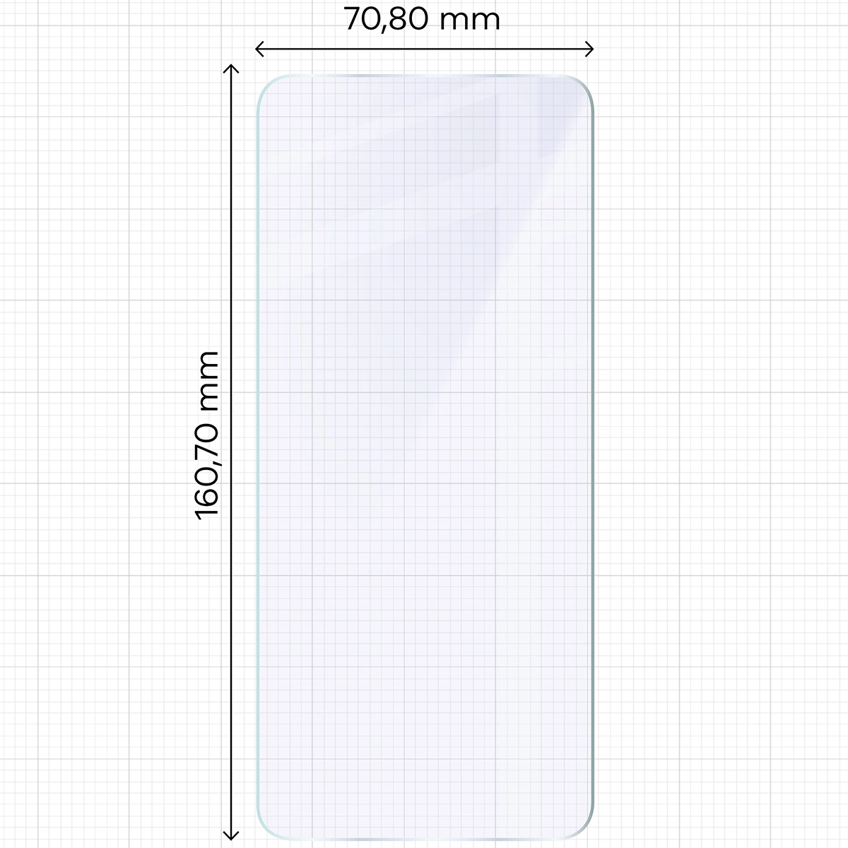 Miarka z wymiarami szkła hybrydowego Bizon Glass Mule Duo do Oppo A5 5G