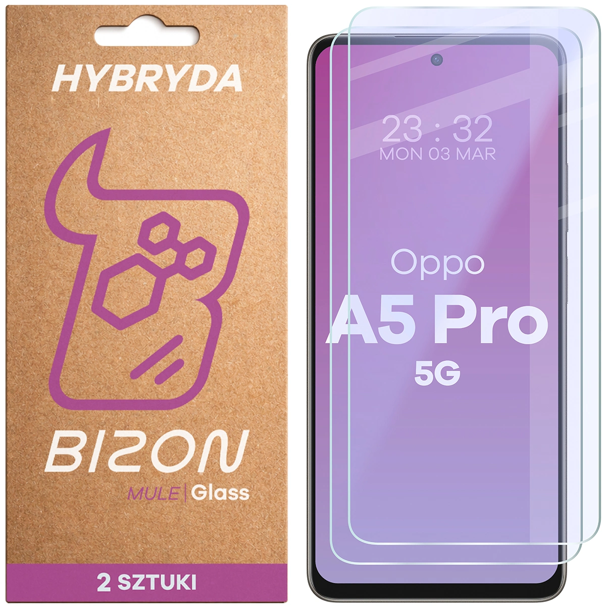 Elastyczne szkło hybrydowe Bizon Glass Mule Duo do Oppo A5 Pro 5G, 2 sztuki