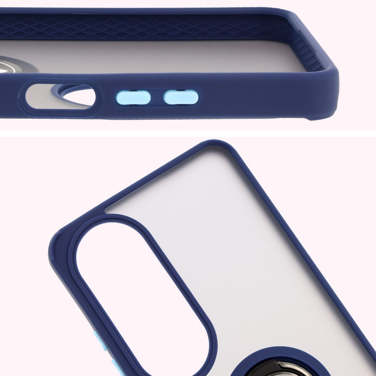 Close-up of raised edges around the display and camera island in Bizon Hybrid Ring case