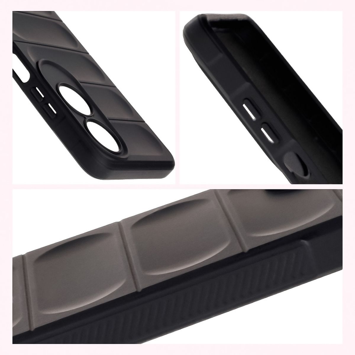 Textured sides and raised edges of the screen and camera in the Bison Case Tur case