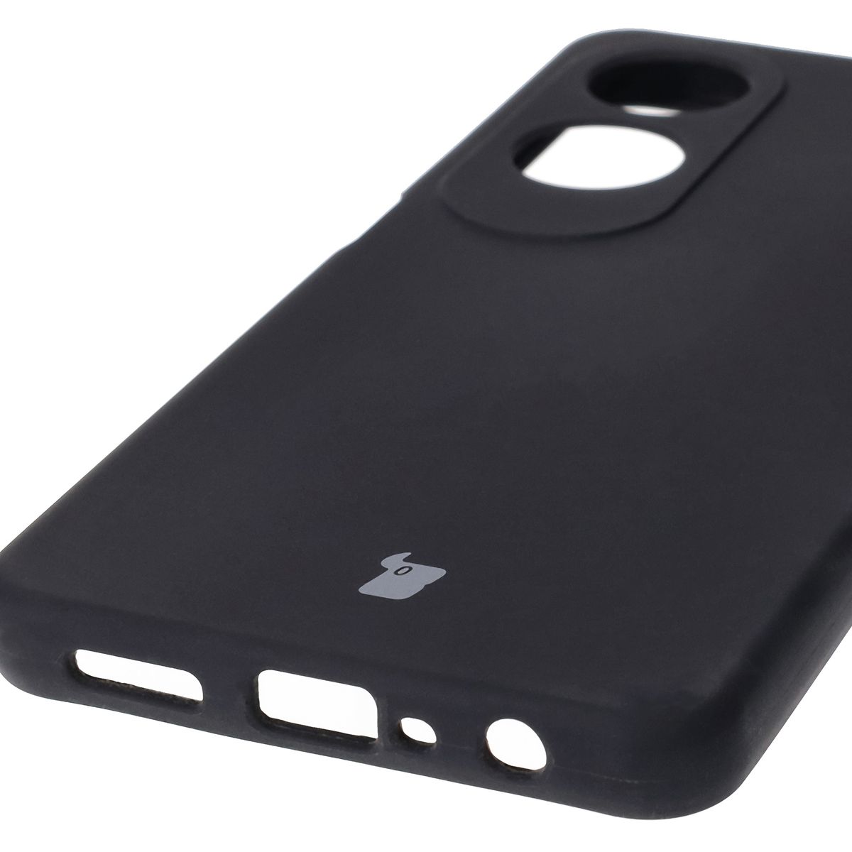 Nahaufnahme der präzisen Aussparungen und der Möglichkeit des induktiven Ladens im Etui Bizon Soft Case