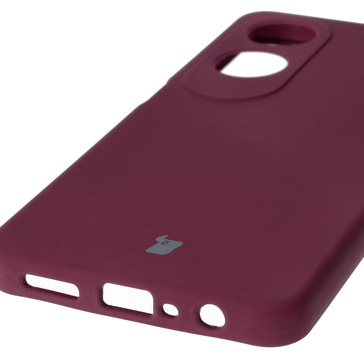 Close-up of precise cutouts and wireless charging capability in Bizon Soft Case
