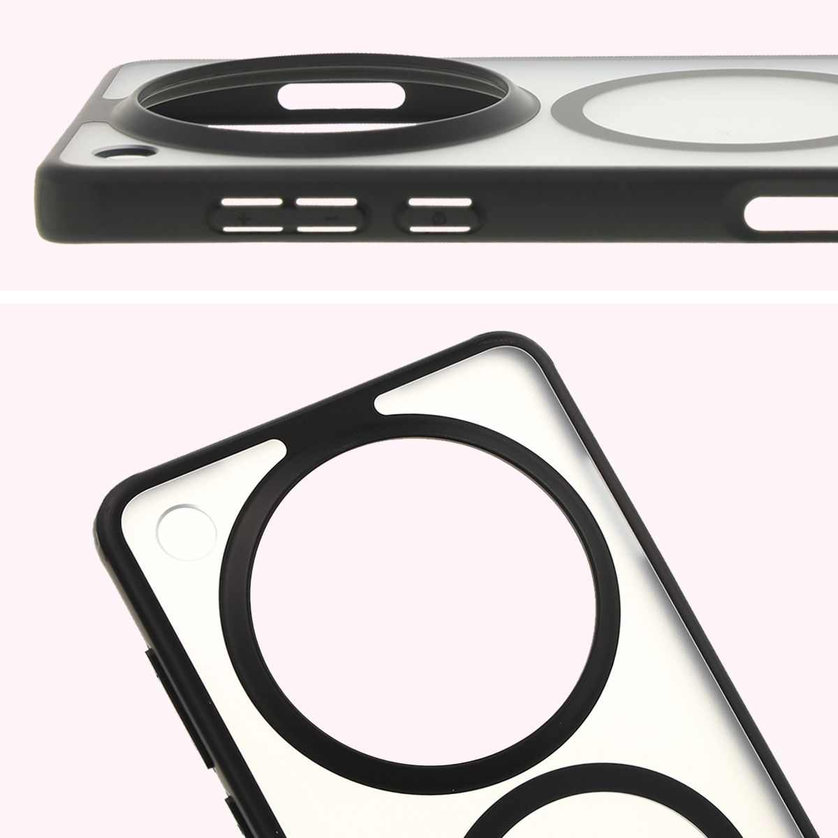 Pełne wycięcie i podwyższone krawędzie aparatu w etui Bizon Case MatteO