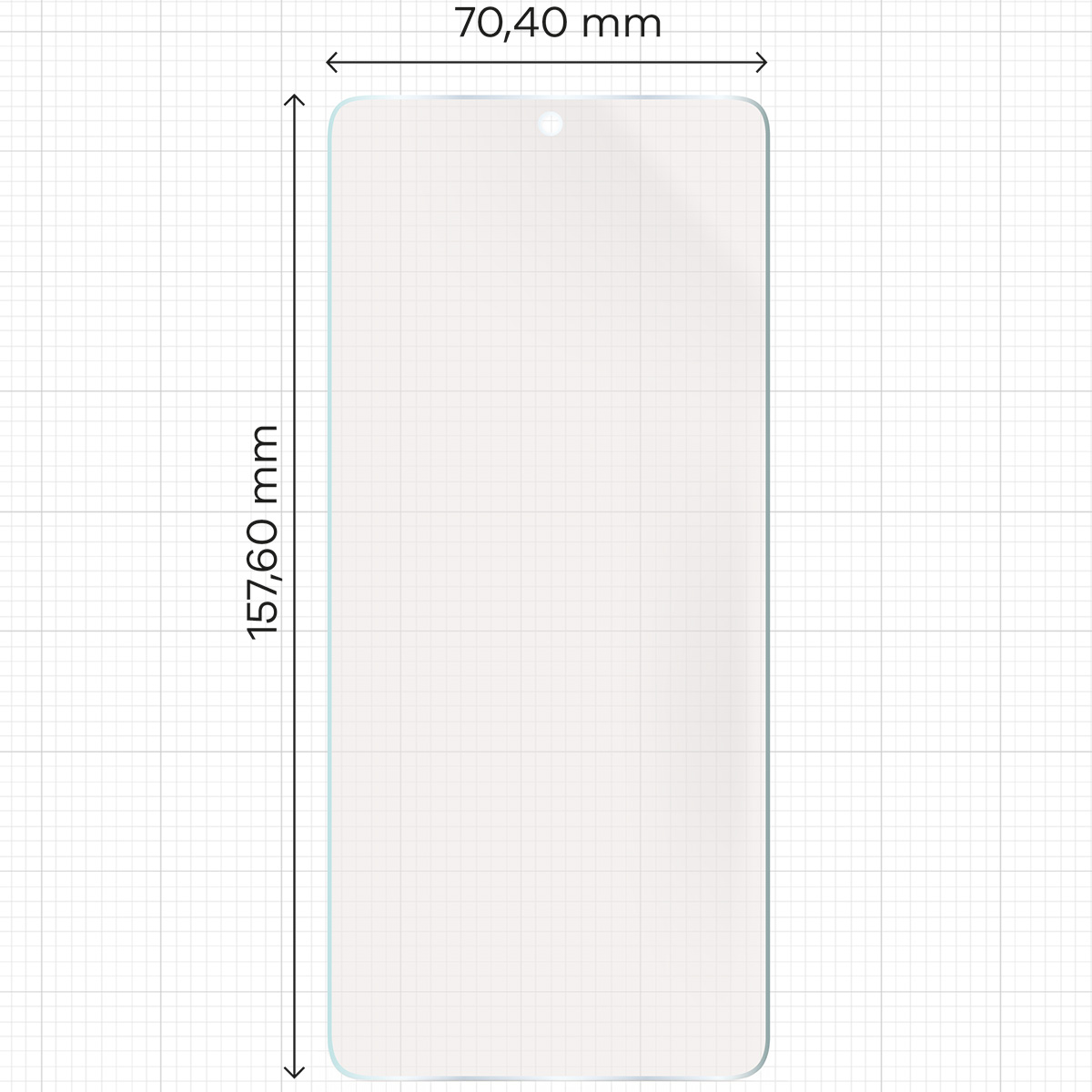 Miarka z wymiarami folii matowej Bizon Glass Hydrogel Sun
