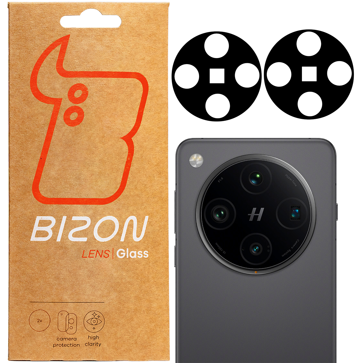 Glas für die Kamera des Handys Bizon Glass Lens für Oppo Find X8 Pro, 2 Stück