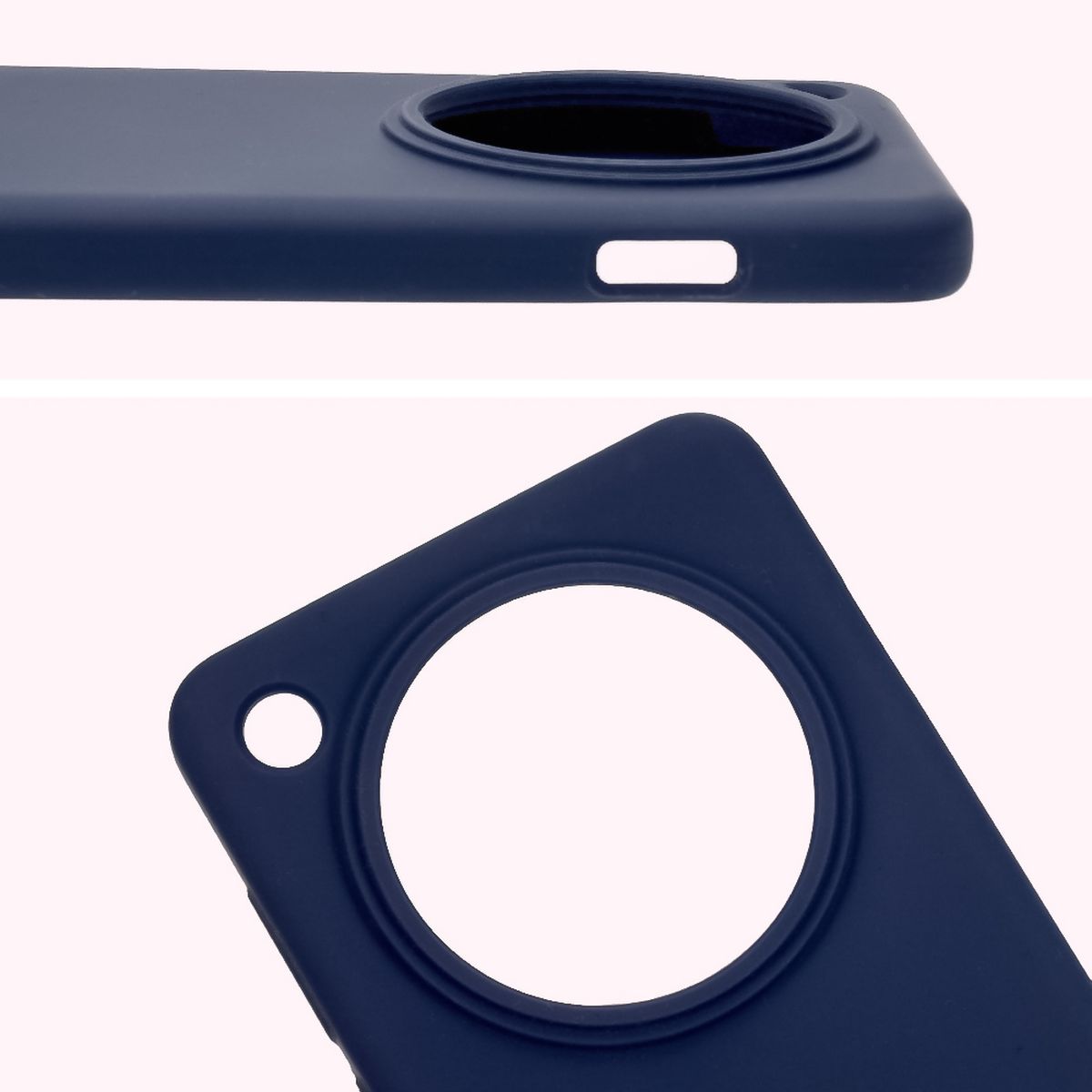 Close-up of the lens cutout in the Bison Soft Case