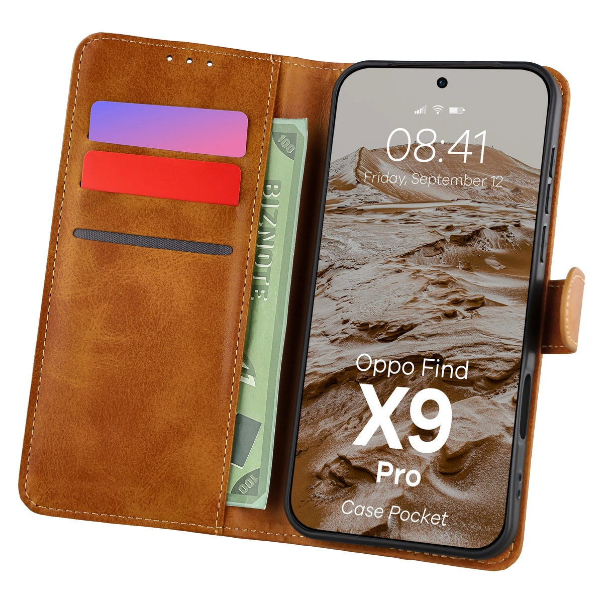 Flip case with card slots Bison Case Pocket for Oppo Find X9 Pro