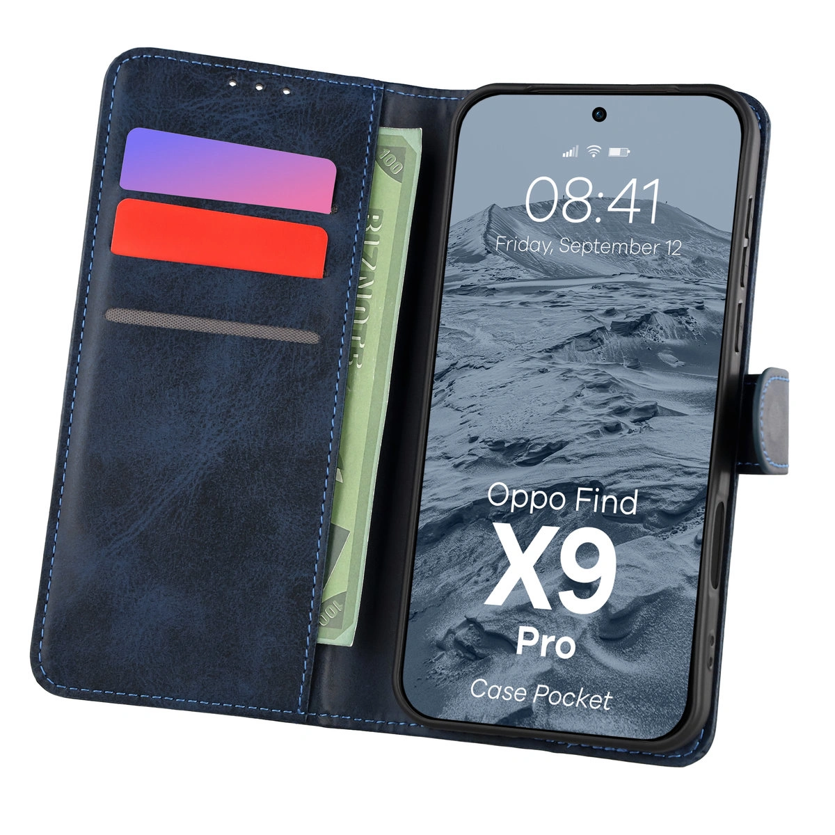 Bison Case Pocket flip case with card slots for Oppo Find X9 Pro