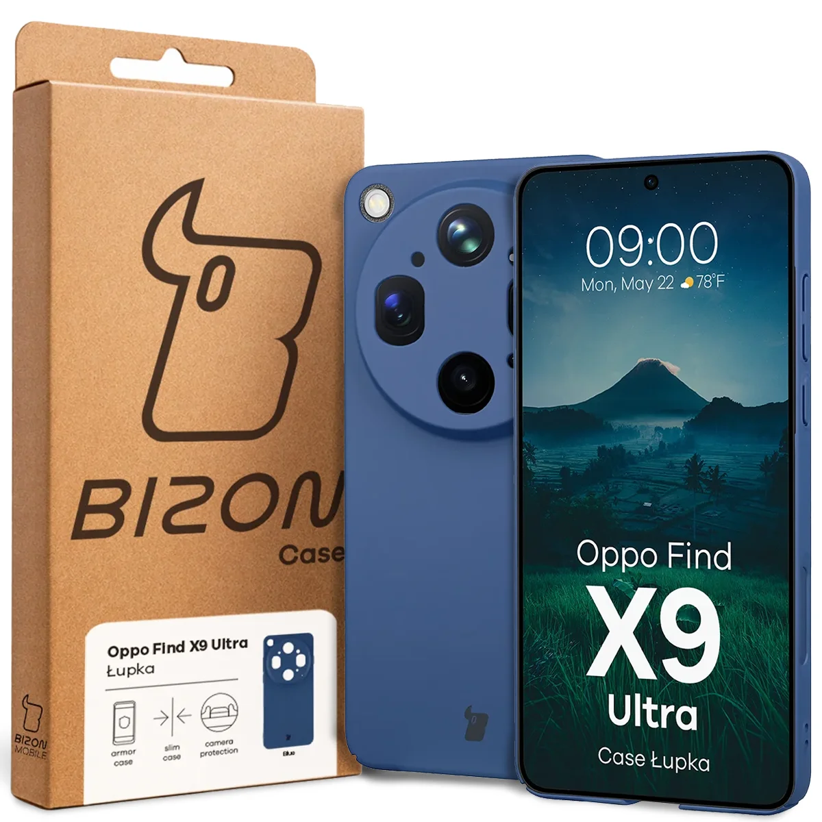 Front of the Bizon Case box with a dedicated label for Oppo Find X9 Ultra
